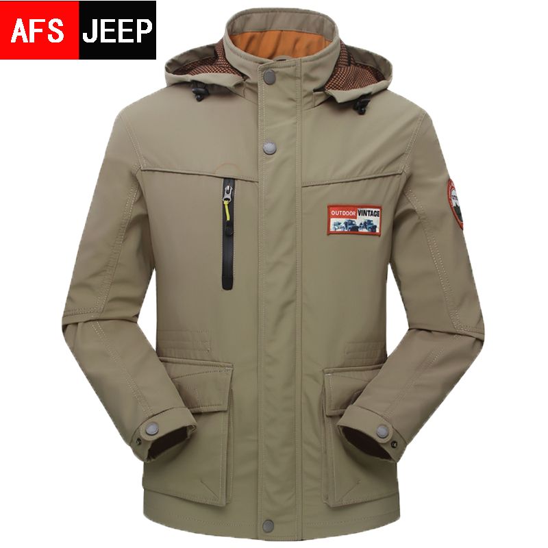 Afs Jeep/战地吉普夹克 男士外套 秋季新款防风防水长款冲锋上衣