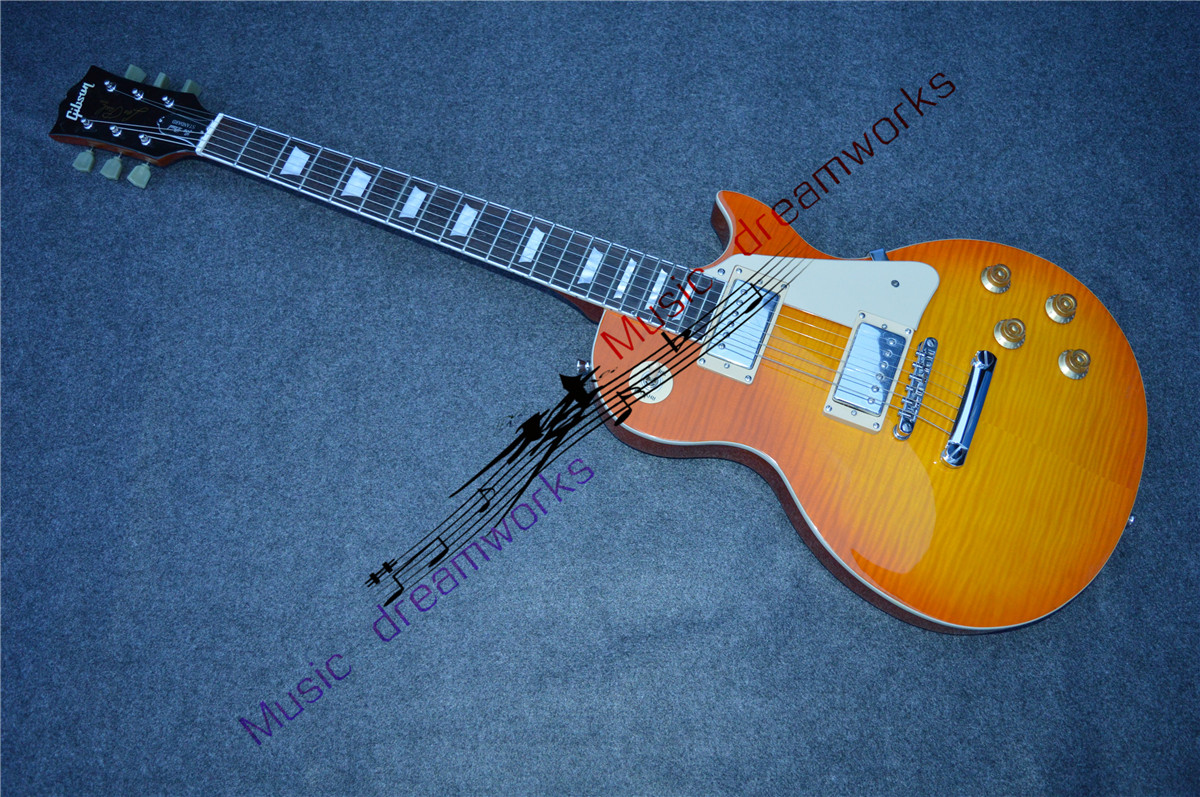 Gibson电吉他standard LP吉他 一体琴颈 特A级虎纹 颜色可定制