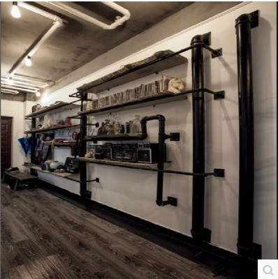 创意美式铁艺复古工业风格lofts书架 水管置物架 壁挂展示架书架