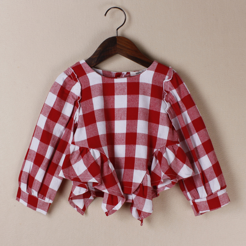 女童格子衫2015秋装新款韩版1-2-3-4-5-6岁休闲圆领长袖纯棉罩衫