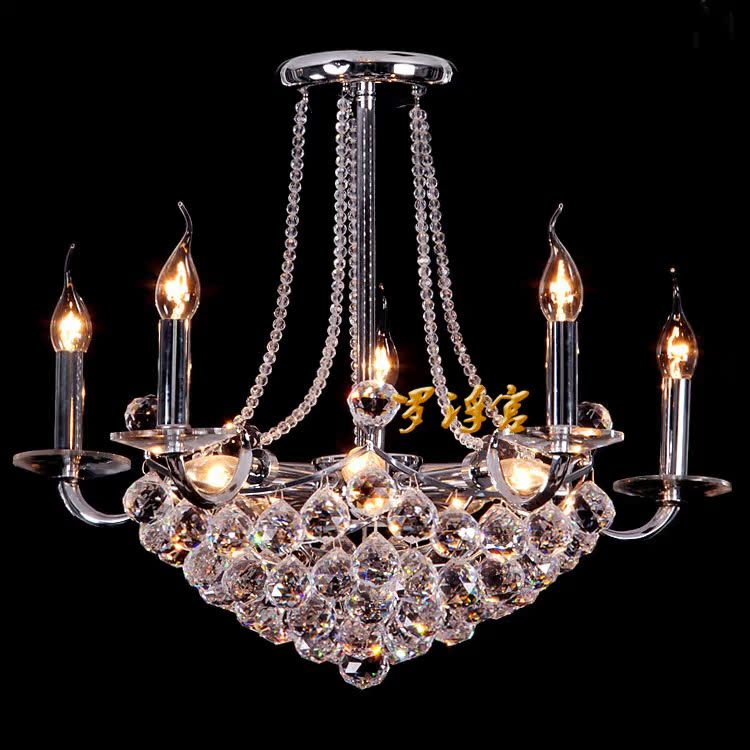 罗浮宫圆形水晶餐吊灯现代风格客厅门厅奢华水晶灯6头吊灯欧式灯