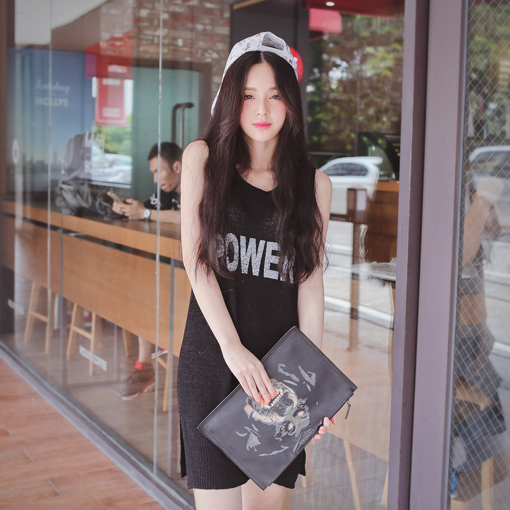 新款韩版圆领短袖百搭显瘦针织连衣裙女打底裙