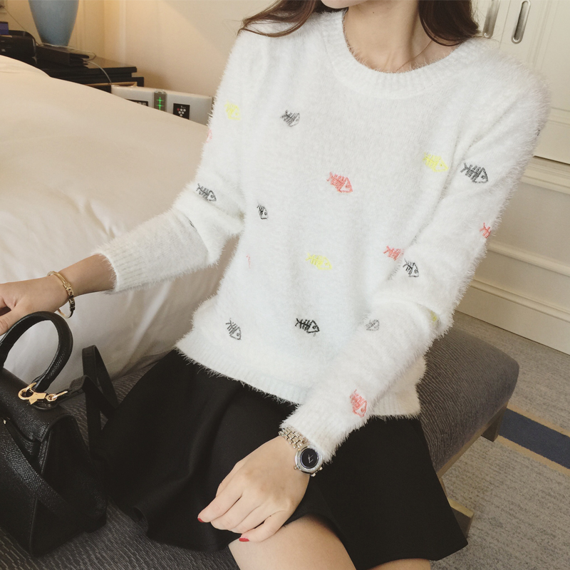 2015秋冬季新品韩版女装加厚修身毛衣女套头马海毛针织衫打底衫潮