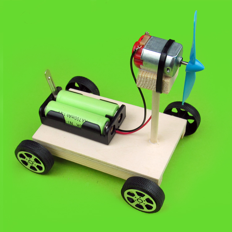 DIY手工科技小制作 风力车电动小车 中小学实验益智模型拼装材料