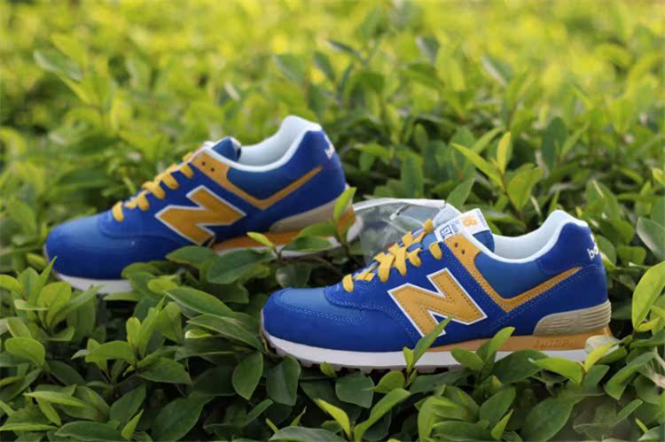 2015新款N.B真皮红绿灯二代系列显瘦透气平底系带运动鞋跑步鞋蓝