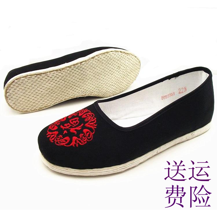 特价老北京布鞋女鞋老人单鞋千层底平跟防滑软底奶奶鞋红福字包邮