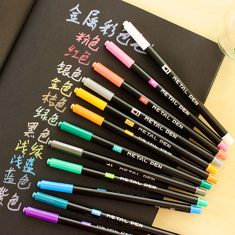 韩酷12色金属色钻石头记号笔创意贺卡笔相册笔油漆笔DIY彩色笔