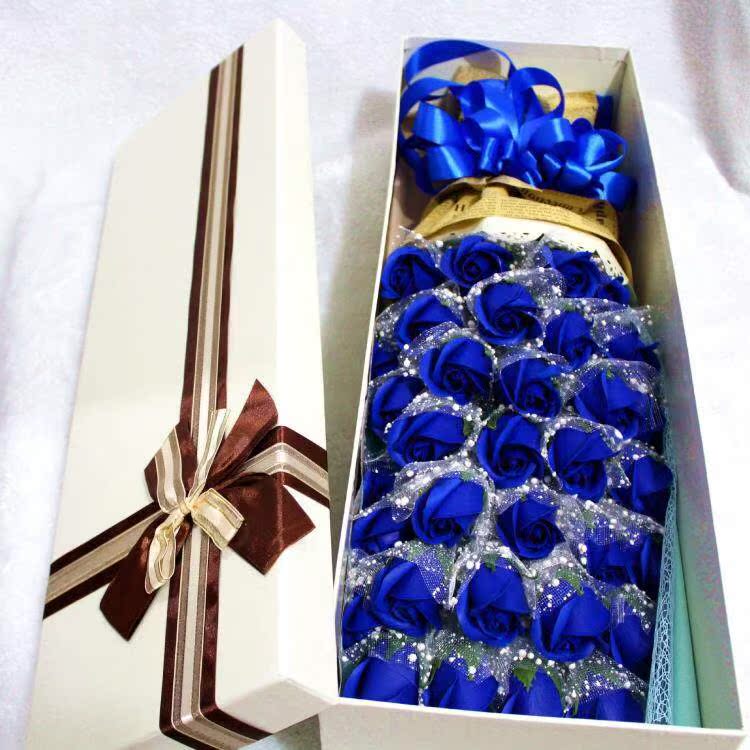 香皂花玫瑰束仿真蓝色玫瑰礼盒套装情人节生日礼物情人节