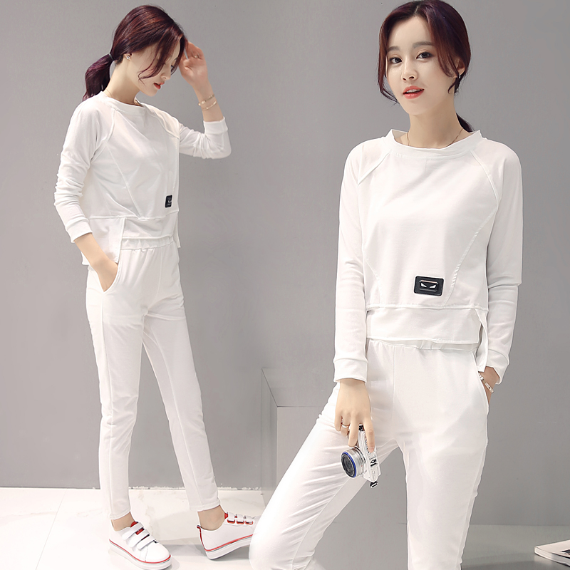 2016韩版新款女装休闲卫衣运动两件套套装