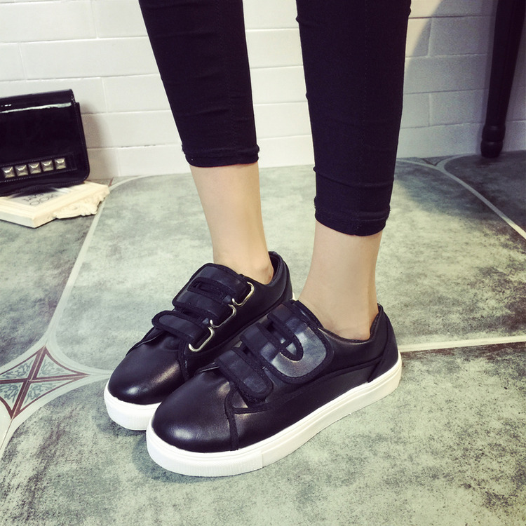 2015夏新款韩版女单鞋圆头低帮魔术贴厚底增高休闲运动板鞋学生鞋