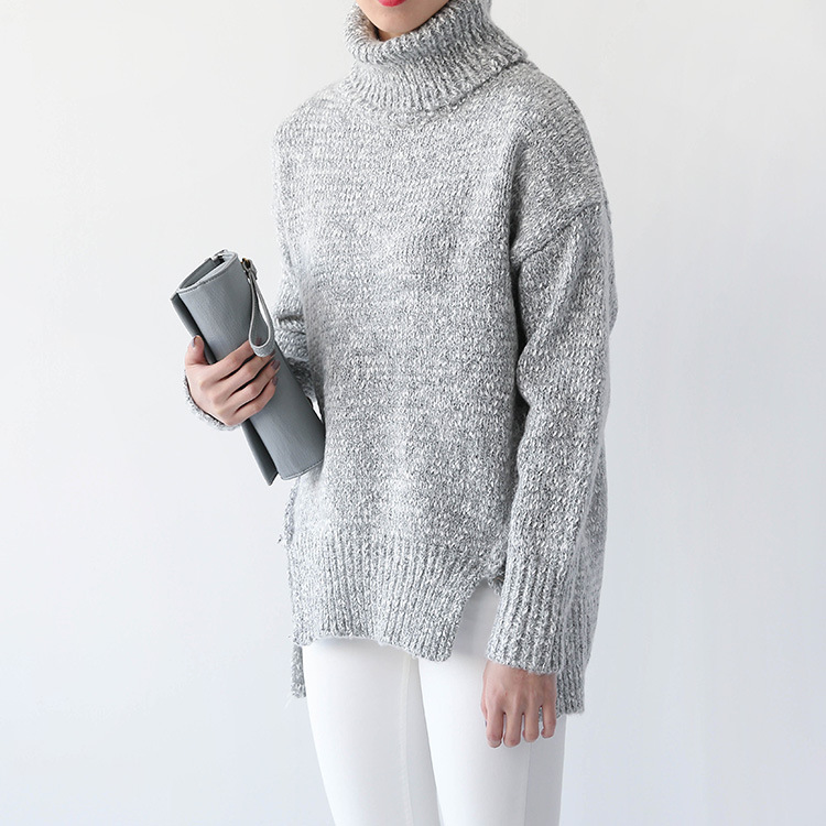 2015冬季新款韩国高领毛衣宽松中长款加厚针织衫韩版毛衣女