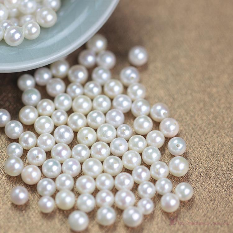 裸珠akoya散珍珠批发 穿孔裸珠定做 手工diy 日本产海水珍珠