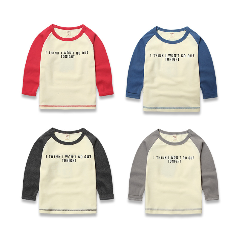 2016春季新品 纯棉韩版中小童儿童字母打底长袖T恤 童装2-3-4-5岁