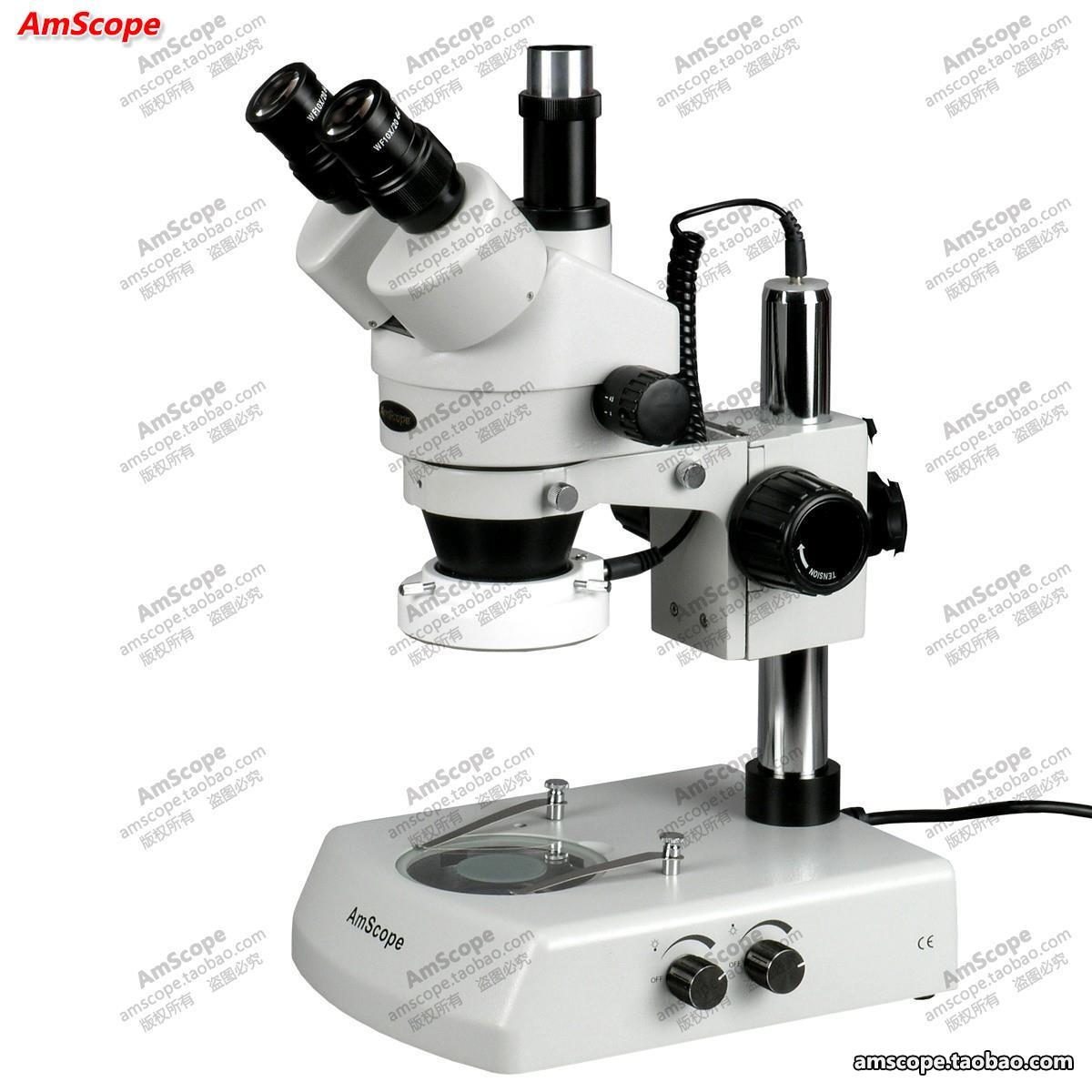 AmScope 3.5X-90X连续变倍工业解剖急诊三目LED体视显微镜
