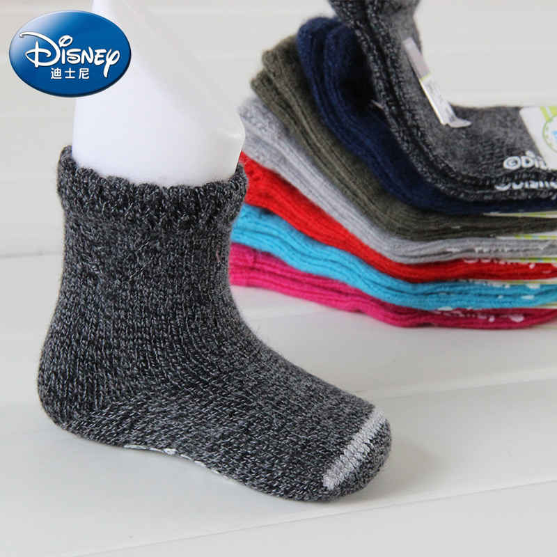 迪士尼 婴儿童羊毛袜男女宝宝加厚保暖袜子新生儿用品春秋冬款