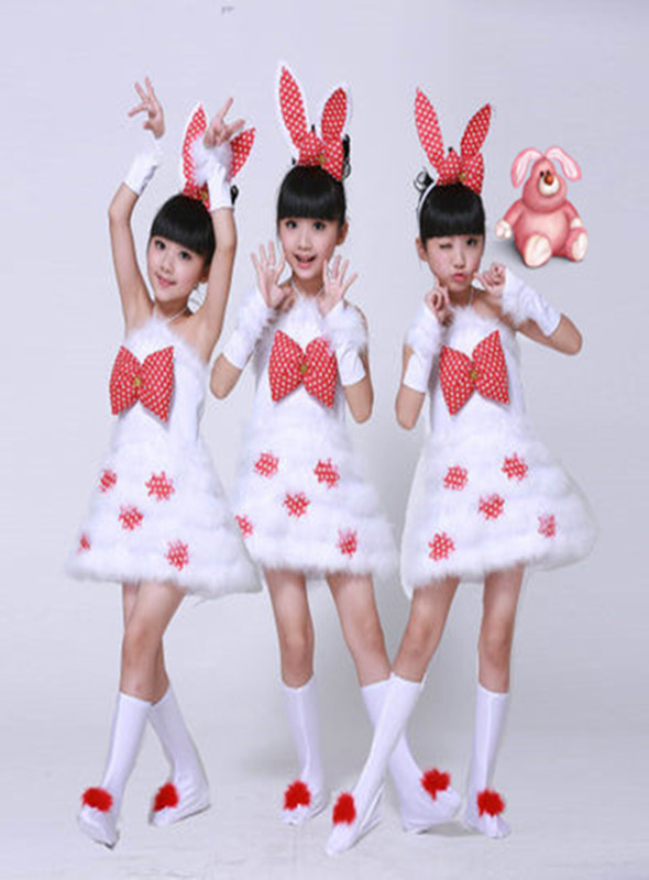万圣节元旦六一儿童 动物演出服装  舞蹈 表演服饰小白兔子动物服