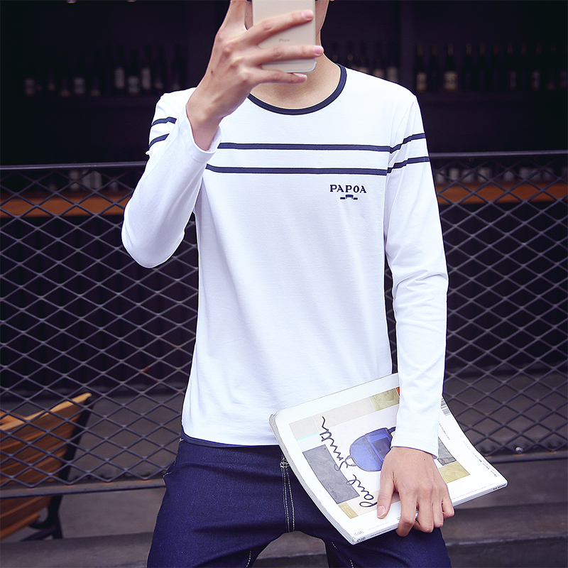 2016春季男士长袖T恤圆领男打底衫修身青少年学生潮流