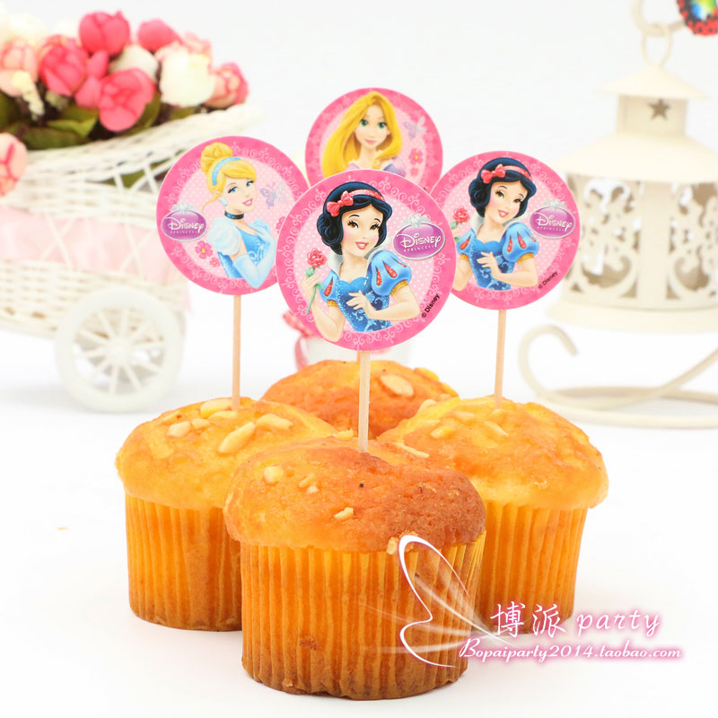 派对烘焙出口cupcake蛋糕插牌插签 蛋糕装饰 卡通图案白雪公主