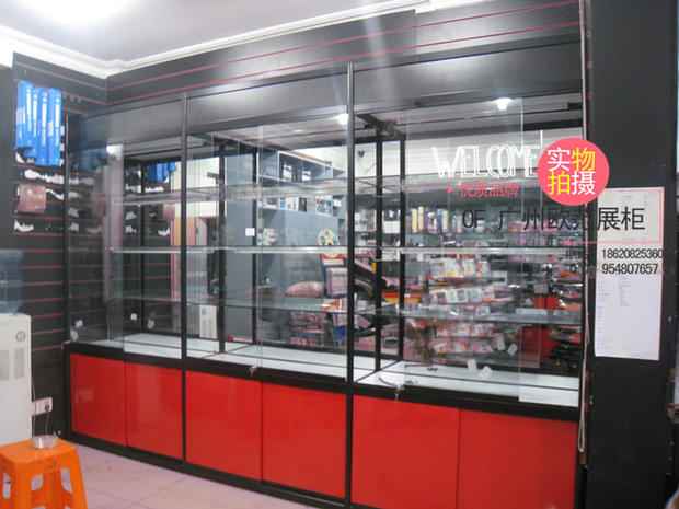 广东广州欧范货架精品玻璃展柜展示柜 铝合金烟酒柜台 展柜货架