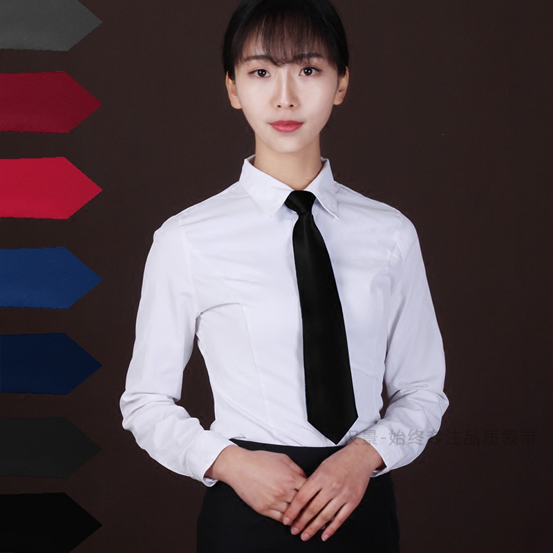 仅景新款拉链领带女士商务正装纯色质感涤丝学院风女生毕业领带