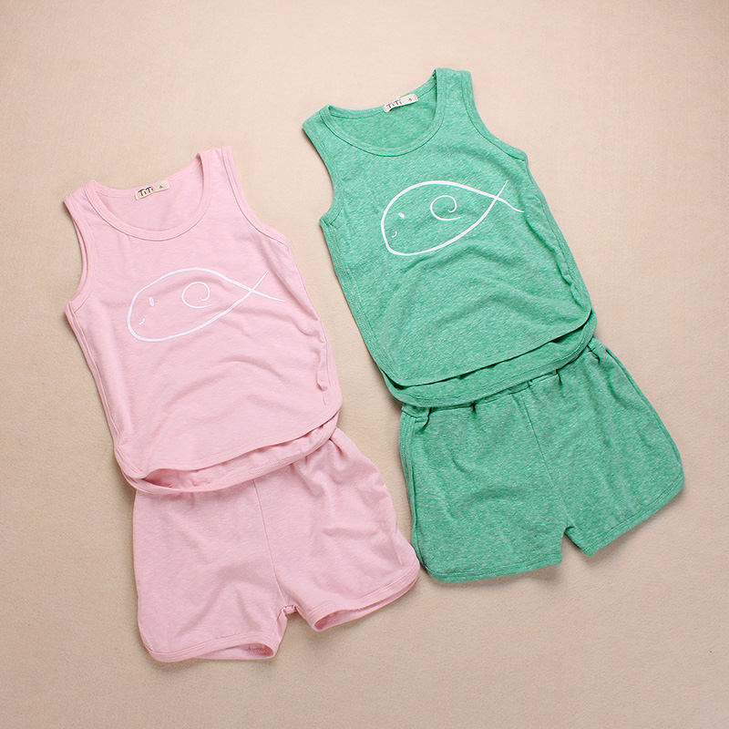男女童韩版无袖T恤短裤休闲套头夏装0-1-2-3-4婴儿薄两件套装特价