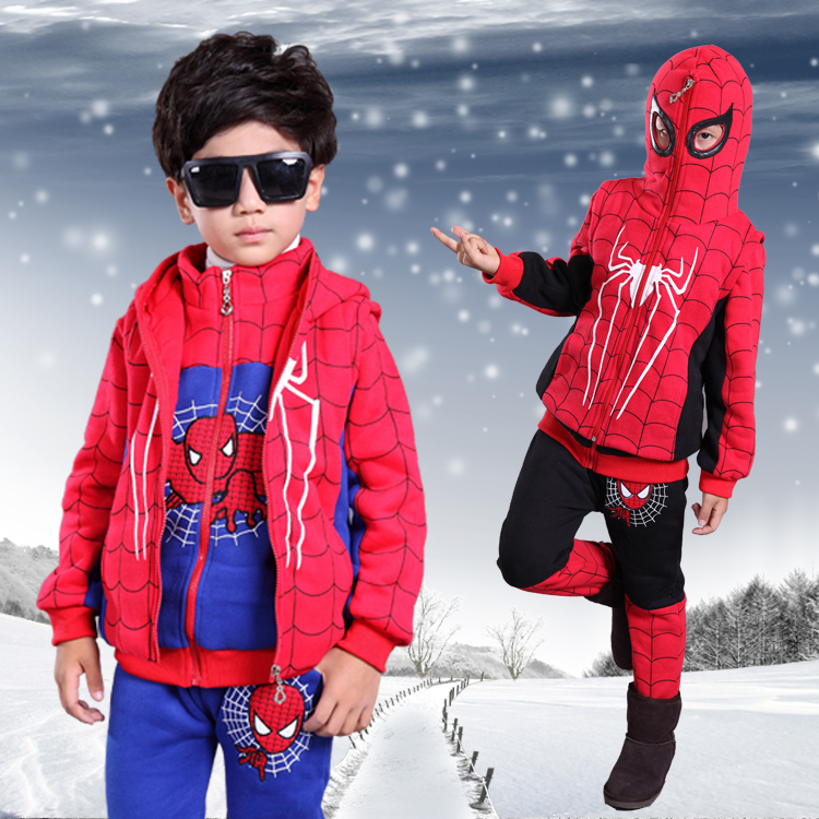 儿童蜘蛛侠服装男童蜘蛛侠童装冬款套装运动休闲三件套卫衣圣诞节