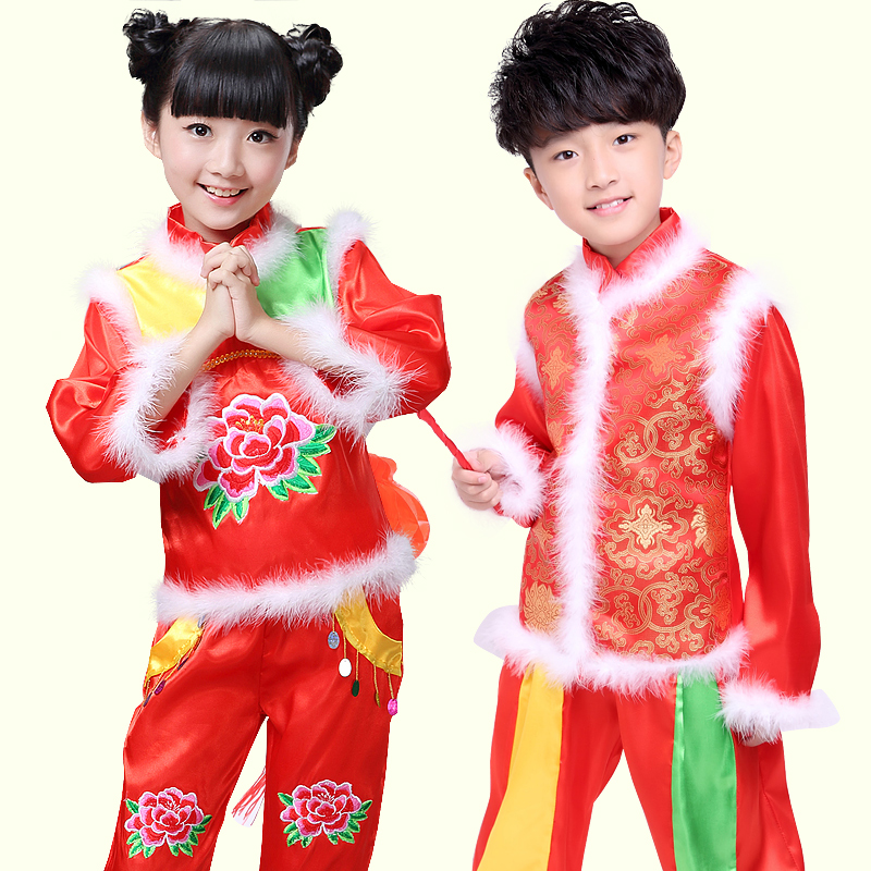 儿童冬季古装女孩演出服装民族服饰二人转新年秧歌表演舞蹈喜庆服