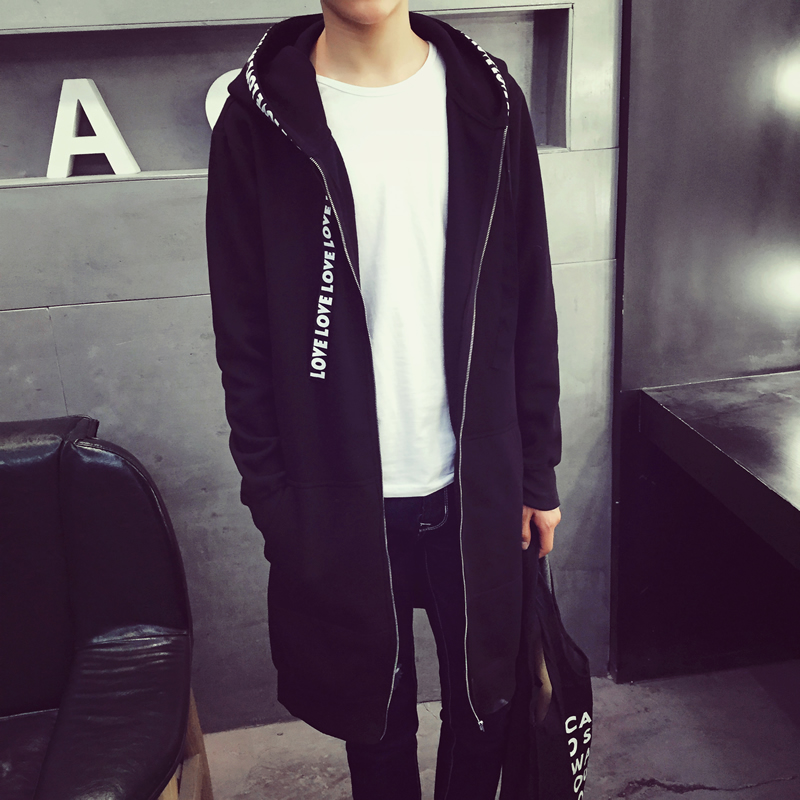 2015青年男士新款个性长款风衣韩版修身休闲大码卫衣加绒潮款棉衣