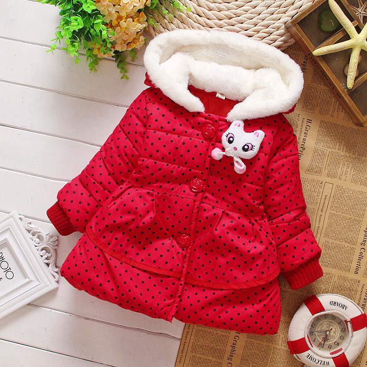 女童红色棉衣2015冬装新款中小童可爱儿童棉袄中长款加厚宝宝棉服