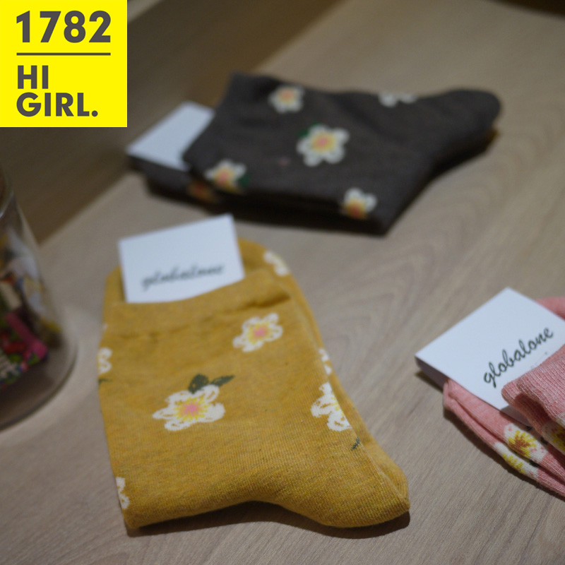 1782 韩国进口正品 小清新花朵 四季百搭款公主袜 短袜 女袜 棉袜