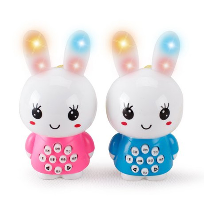 热销儿童学习婴儿迷你兔子音乐灯光投影可录音早教益智故事机玩具