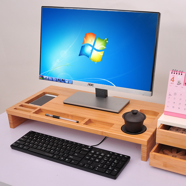 竹庭电脑显示器增高架办公室电脑液晶显示器架键盘架楠竹底座包邮