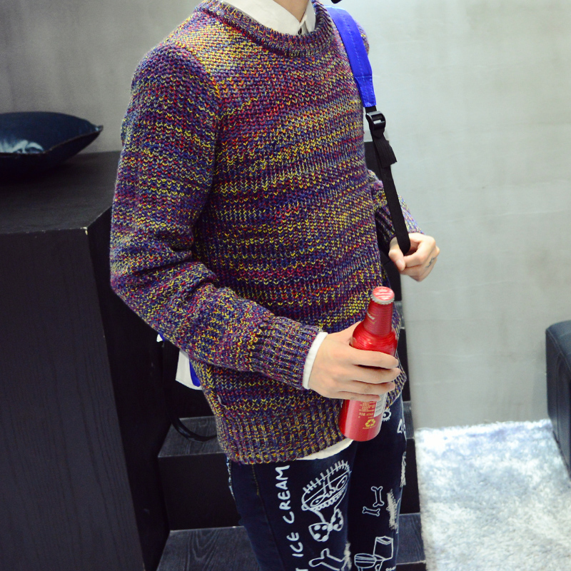 2015秋冬季新款时尚针织衫韩版修身青年针织套头休闲新潮男士毛衣