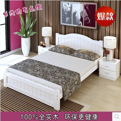 特价包邮实木床白色双人床儿童床单人床1.2米1.5米1.8米松木床
