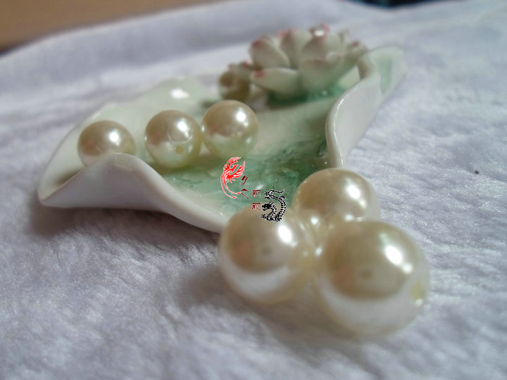 DIY 珍珠色 双孔abs仿珍珠材料 不退色不掉皮 散珠 手工塑料串珠