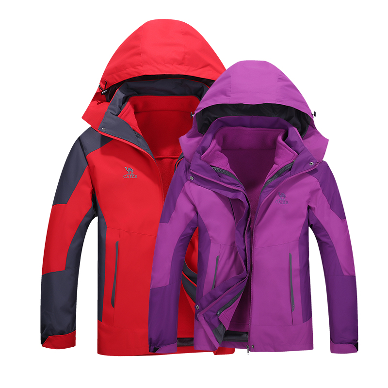 秋冬季新款户外冲锋衣男女防水保暖两件套三合一情侣滑雪登山服