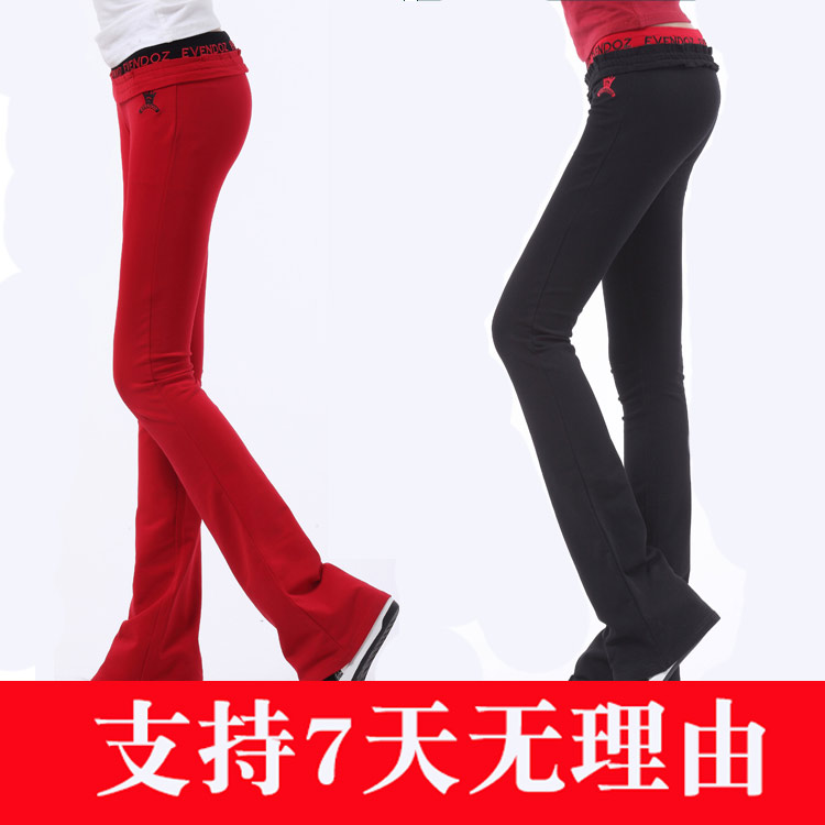 韩国代购女式裤子 早秋修身显瘦弹力紧身喇叭休闲运动瑜珈长裤