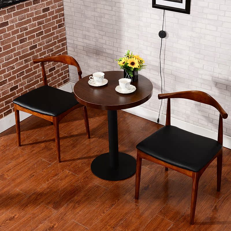 甜品奶茶店卡座酒吧沙发西餐厅实木桌椅休闲洽谈桌椅组合一桌二椅