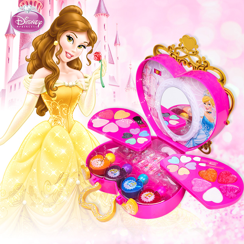 迪士尼儿童化妆品彩妆套装公主指甲油腮红眼影唇彩女孩过家家玩具