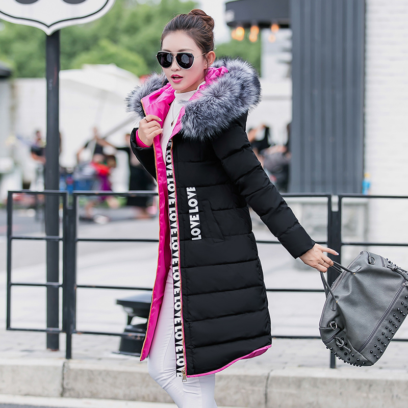 冬季新款韩版时尚超长加厚保暖大毛领过膝羽绒服女