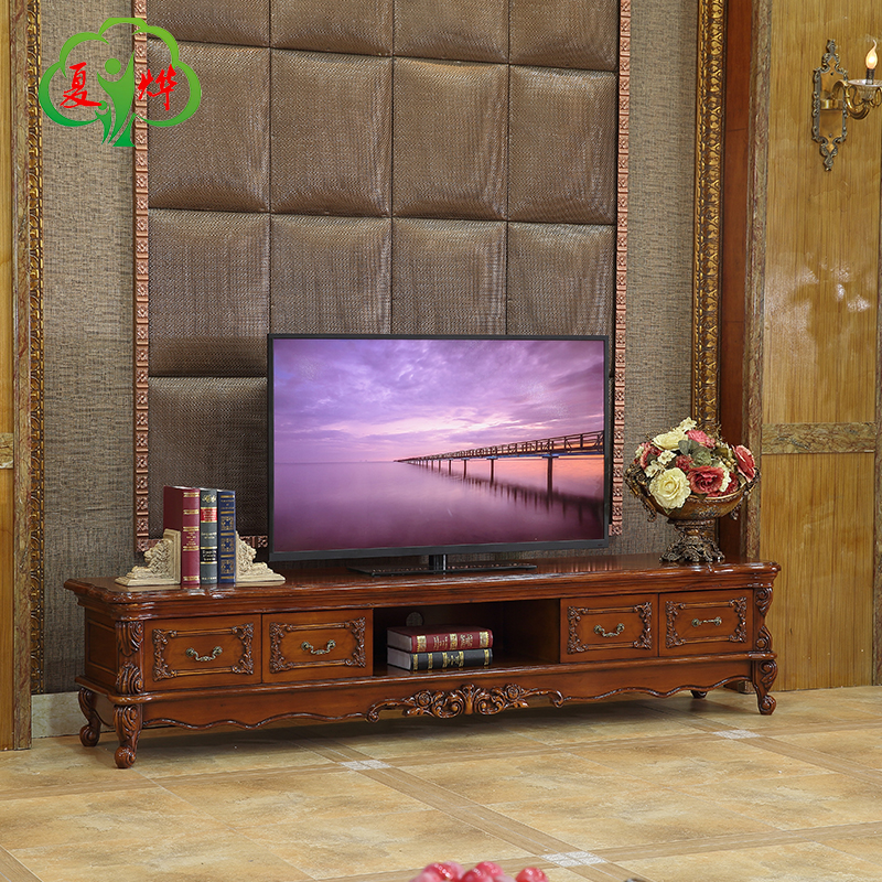欧式电视柜 高档实木雕花电视柜 美式客厅电视柜2米 2.2米电视柜