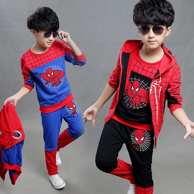 2015新款春秋装儿童套装童装男童中大童卫衣蜘蛛侠运动三件套包邮