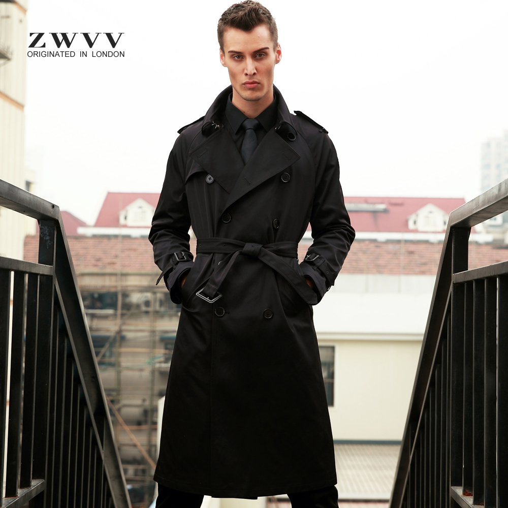 ZWVV新品男士风衣春秋款英伦超长款韩版长款青年男风衣外套修身型