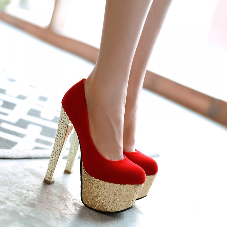 女鞋15厘米超高跟蓝色红色婚鞋新娘鞋大码鞋 40-43  小码  33 HMW