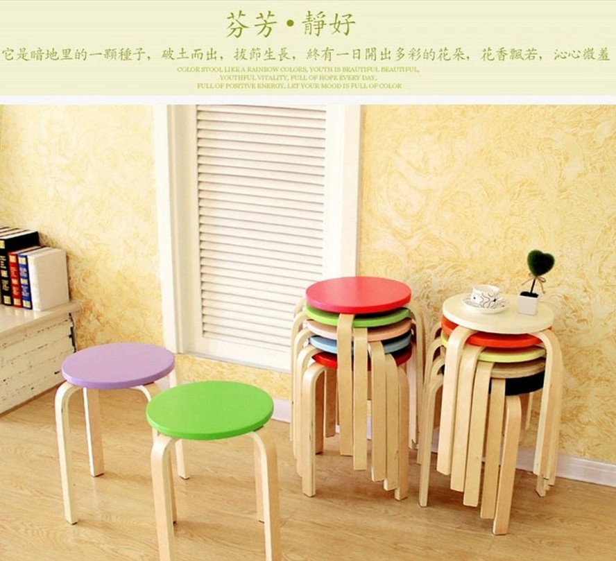 小凳子实木圆凳 非塑料矮凳彩色简约时尚餐凳创意家庭休闲凳特价
