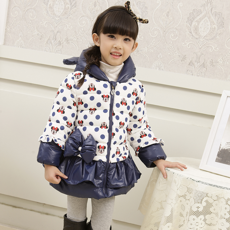 女童棉衣2015冬季新款韩版儿童棉衣外套 女宝宝卡通圆点加厚棉袄