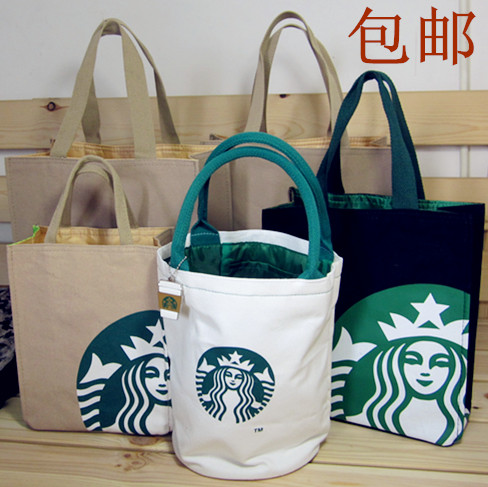 日本星巴克袋帆布手提袋 便当包袋女单肩包环保袋饭盒袋购物袋男