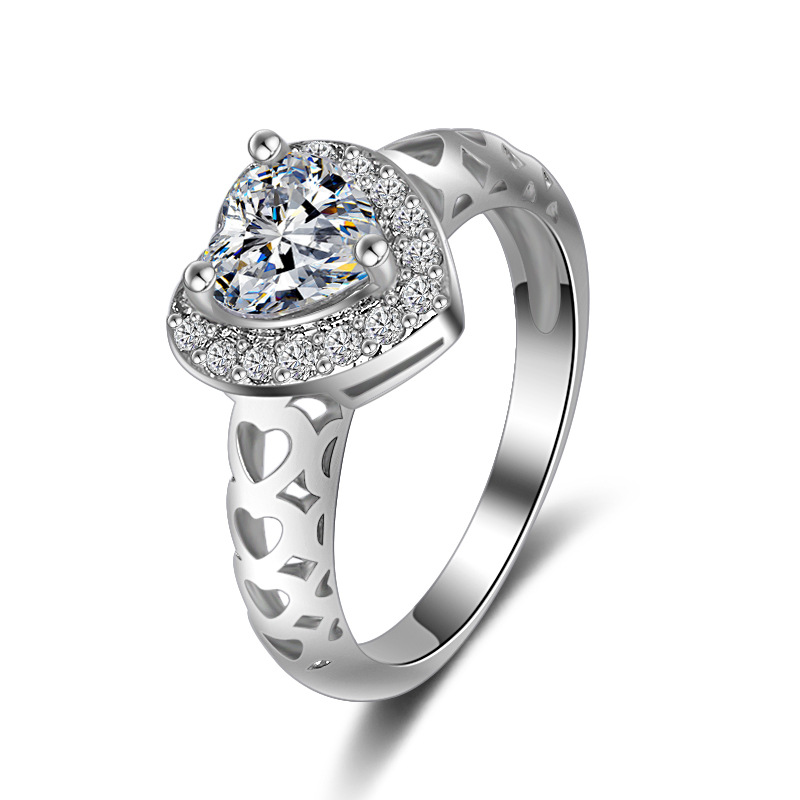 新款时尚电镀锆石女式戒指 女生韩国风个性镶钻戒指 厂家