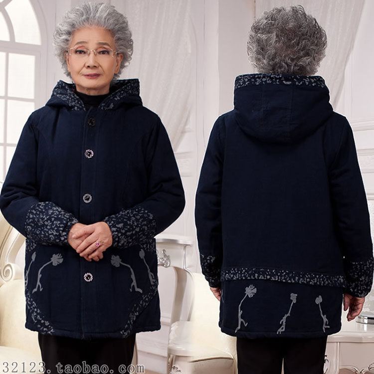 加厚棉衣牛仔棉服中老年人女装妈妈装冬装外套冬季老人奶奶装上衣