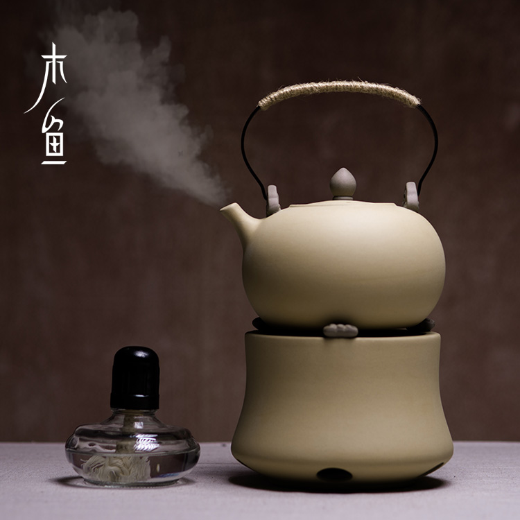紫砂功夫陶瓷煮茶器黑茶套装家用茶壶提梁陶炉烧水壶酒精炉茶炉